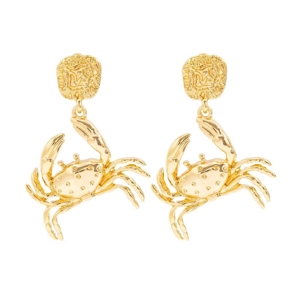 SHIXIN Exaggerated Crab Drop Earrings for Women Creative Exquisite Ocean-Style Beach Metal Dangle Earrings Party Jewelry Gift