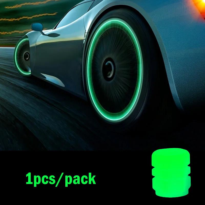1/4/8pcs  Luminous Car Tire Valve Cap Fluorescent Night Glowing Decor Motorcycle Bike Wheel Nozzle Dustproof Tyre Valve Stem Cap