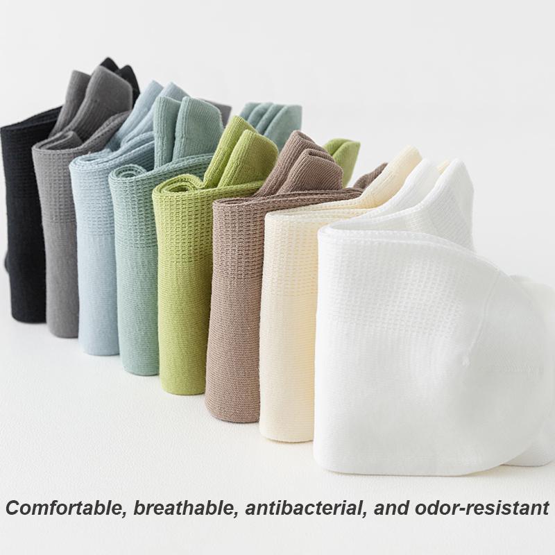 5Pairs Men's Socks Combed Cotton Sock New Casual Mesh Breathable Black White Business Male Sock High Quality Plus Size EU38-46