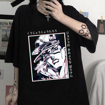 Módní Cool Kujo Jotaro Tričko s potiskem Harajuku Anime JoJo's Bizarre Adventure Street Style Tričko Hip Hop Topy Trička Letní Top