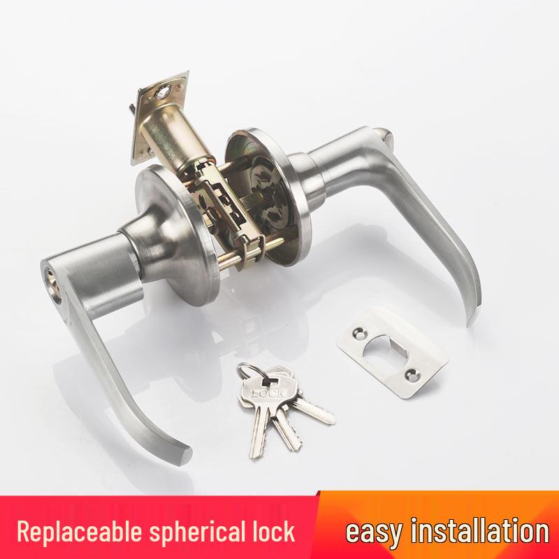Three-Bolt Aluminum Alloy Spherical Door Handle Lock for Bathroom
