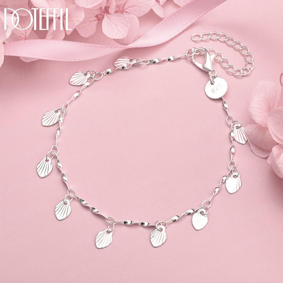 Браслет-подвеска из стерлингового серебра 925 пробы в виде листа, свадебная модная бижутерия 20cm