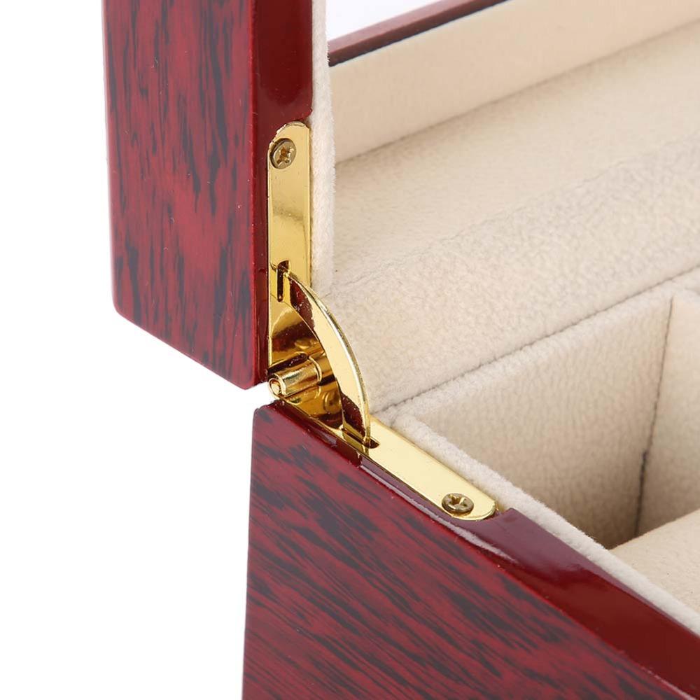 Well-protected Wooden Watch Box Glossy Paint Red Sandalwood Storage Box Large Capacity 6 Slots Display Case Retail Wholesale