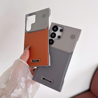 Splicing Leather Magnetic Plating Frameless Phone Case For Samsung S26 S24 S25 Plus S22 S23 Ultra Borderless Back Cover
