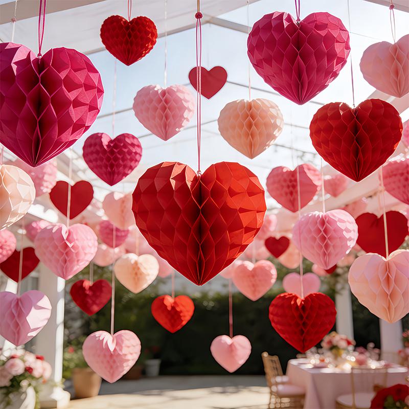 1-15 Stück Liebe Wabenball Hängende Dekoration Valentinstag Party Hängend Hochzeitsszene Layout Einkaufszentrum Hotel Wanddekor