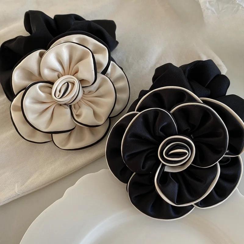 Herbst Kamelie Handgefertigte Blumen Haargummis Französische Vintage Stirnband für Frauen Stilvoll und Schick Kopfseil Elegant Haargummis