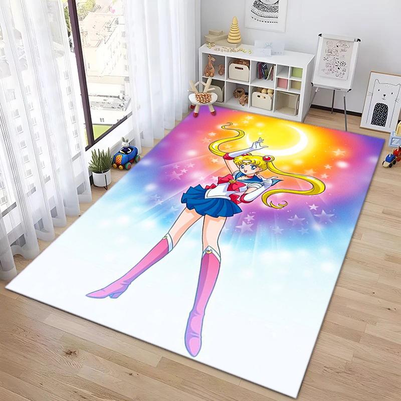 Cute Cartoon Theme Sailor Moon Tsukino Usagi Cartoon Rug Multifunctional Household Anti-slip Decorative Door Mat, Outdoor Floor Mat, and Carpet Y8