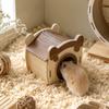 Wooden Small Animal Hideout House for Hamsters and Dwarf Hamsters Natural Solid Wood Pet Shelter Small Animal Nesting Toy