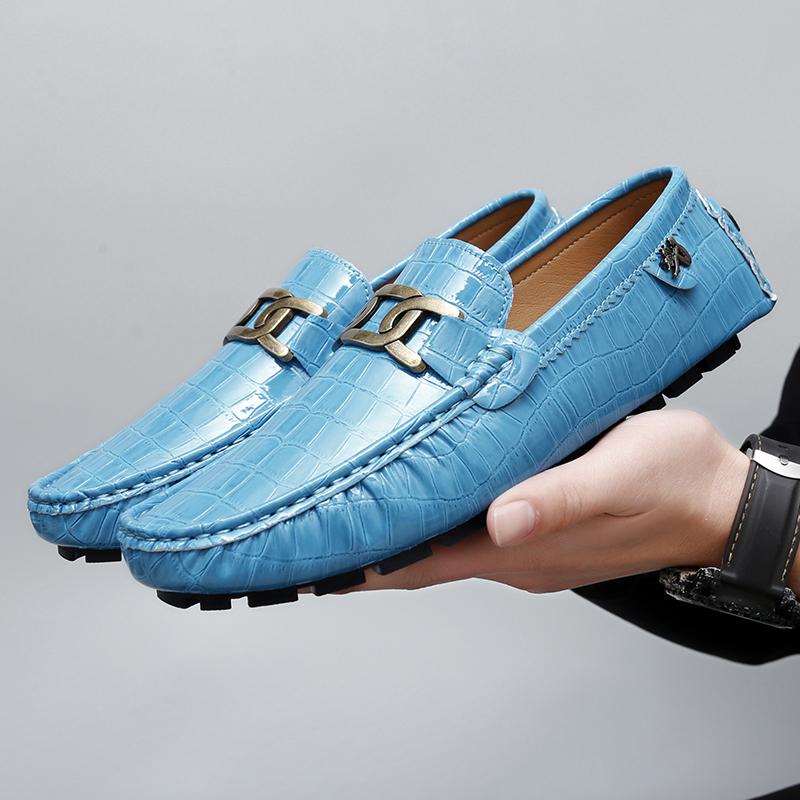 

Lightweight Men Dress Shoe Mens Leather Slip on Casual Flats New Arrival Mens Stylish Loafers All-match Male Office Footwear 48 небесно-голубой