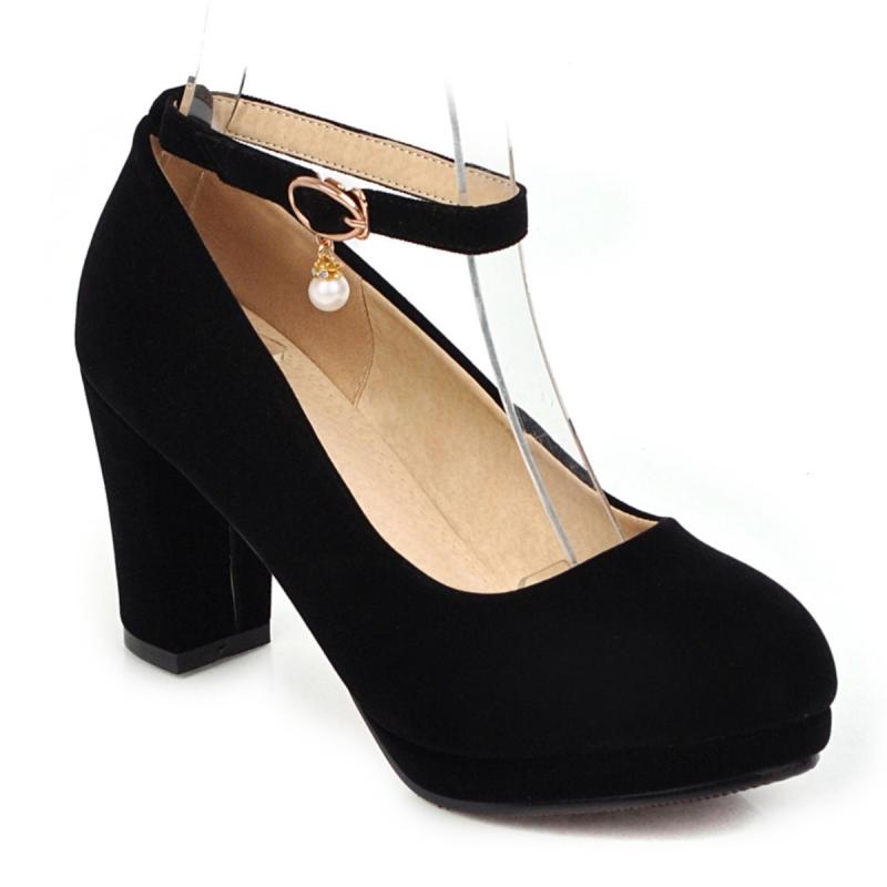 Flock Dámské lodičky na vysokém podpatku Boty 2025 Módní pásek Černé Červené na podpatku Párty Svatební Kancelářské boty Dámská platforma