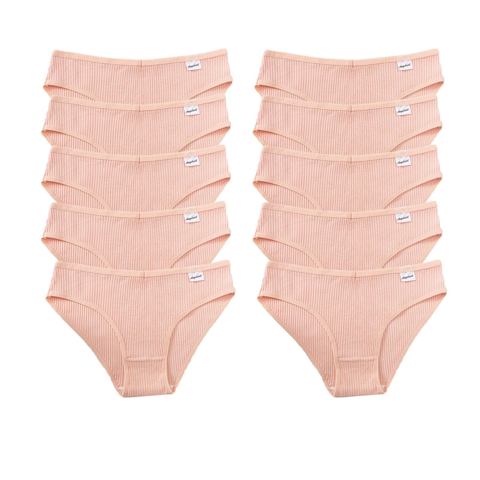 

Женское нижнее белье однотонное, со средней талией, дышащее, высокоэластичное, удобное, женские трусы, 10 пар M розовый