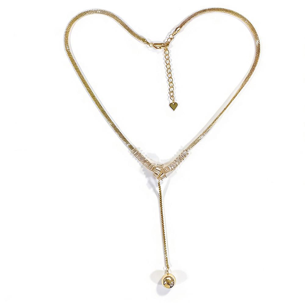 Y-Shaped Round Ball Clavicle Chain Necklace - High-End Fashion Jewelry