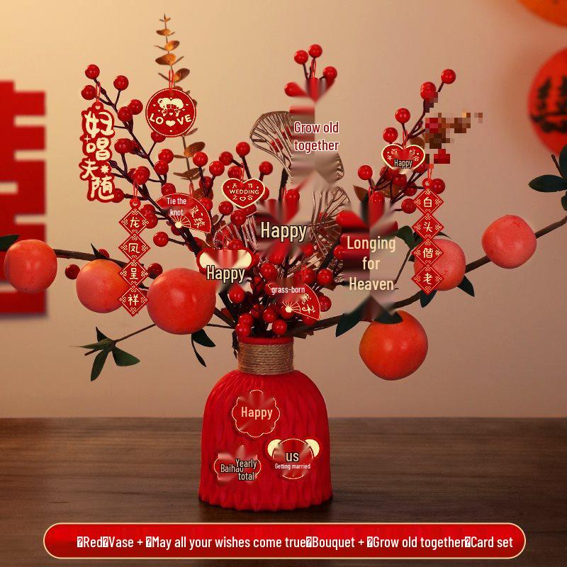 Bridal Wedding Gift Potted Plant Ornament for Living Room or Engagement Banquet Decor
