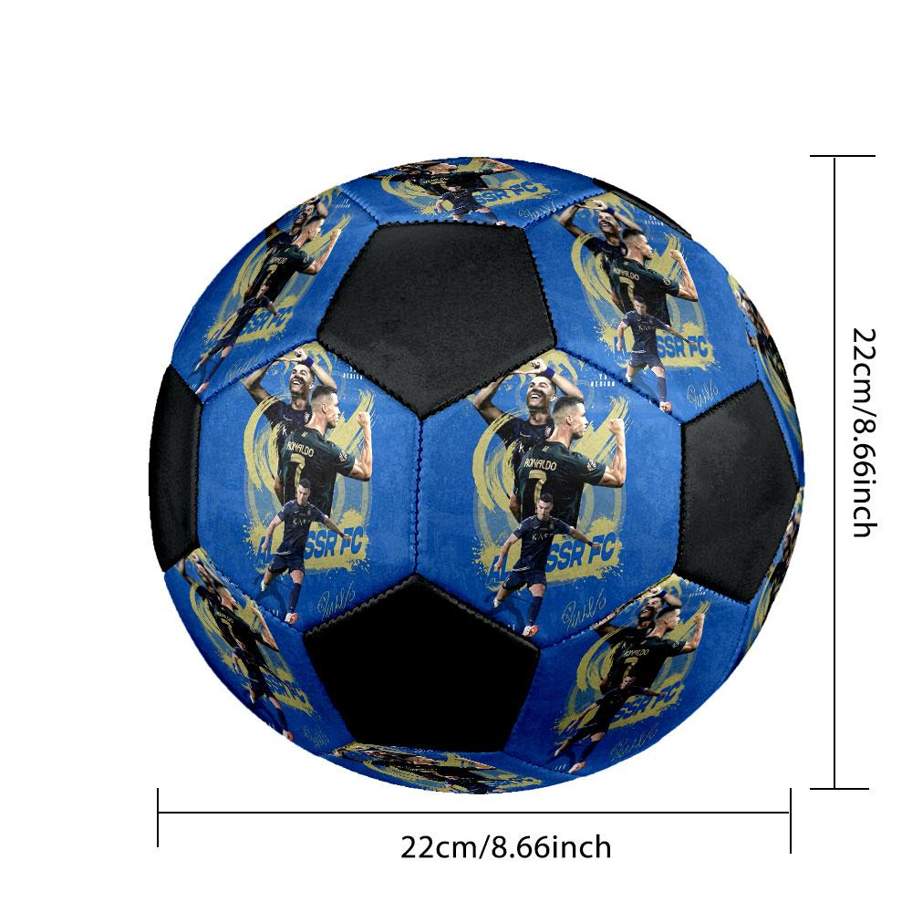 1 PZ Pallone da calcio Cristiano Ronaldo Devotion taglia 5 Praha Pallone da calcio indoor Colorato Per tutte le età Cucito a macchina PVC Pronto per la competizione Resistente Alto rimbalzo