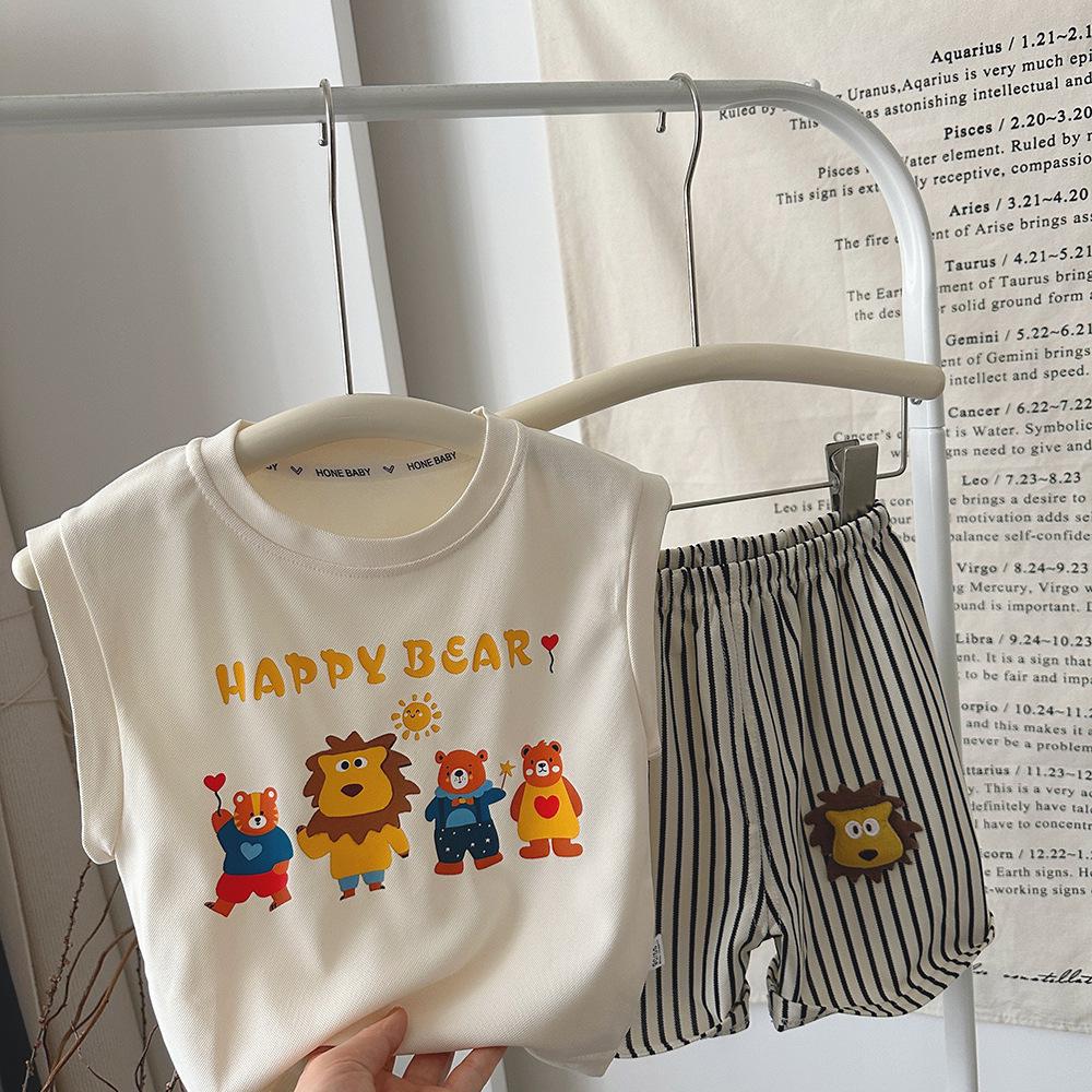 

Новый летний стиль Дышащий комплект с коротким рукавом и шортами для мальчиков - Повседневная детская одежда 90