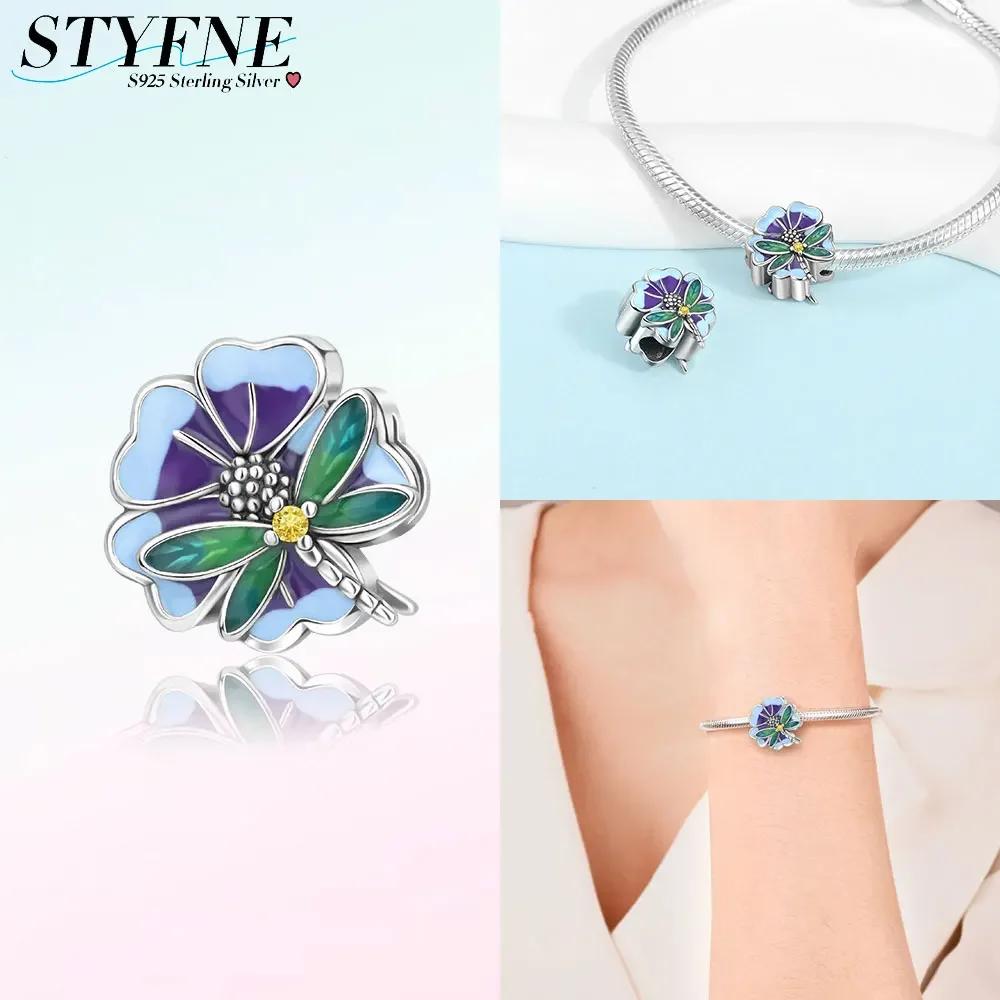 

Romantic Women 925 Silver Bouquet Daisy Butterflies in Love with Flowers Charms Fit Bracelets DIY Gifts Fine Jewelry