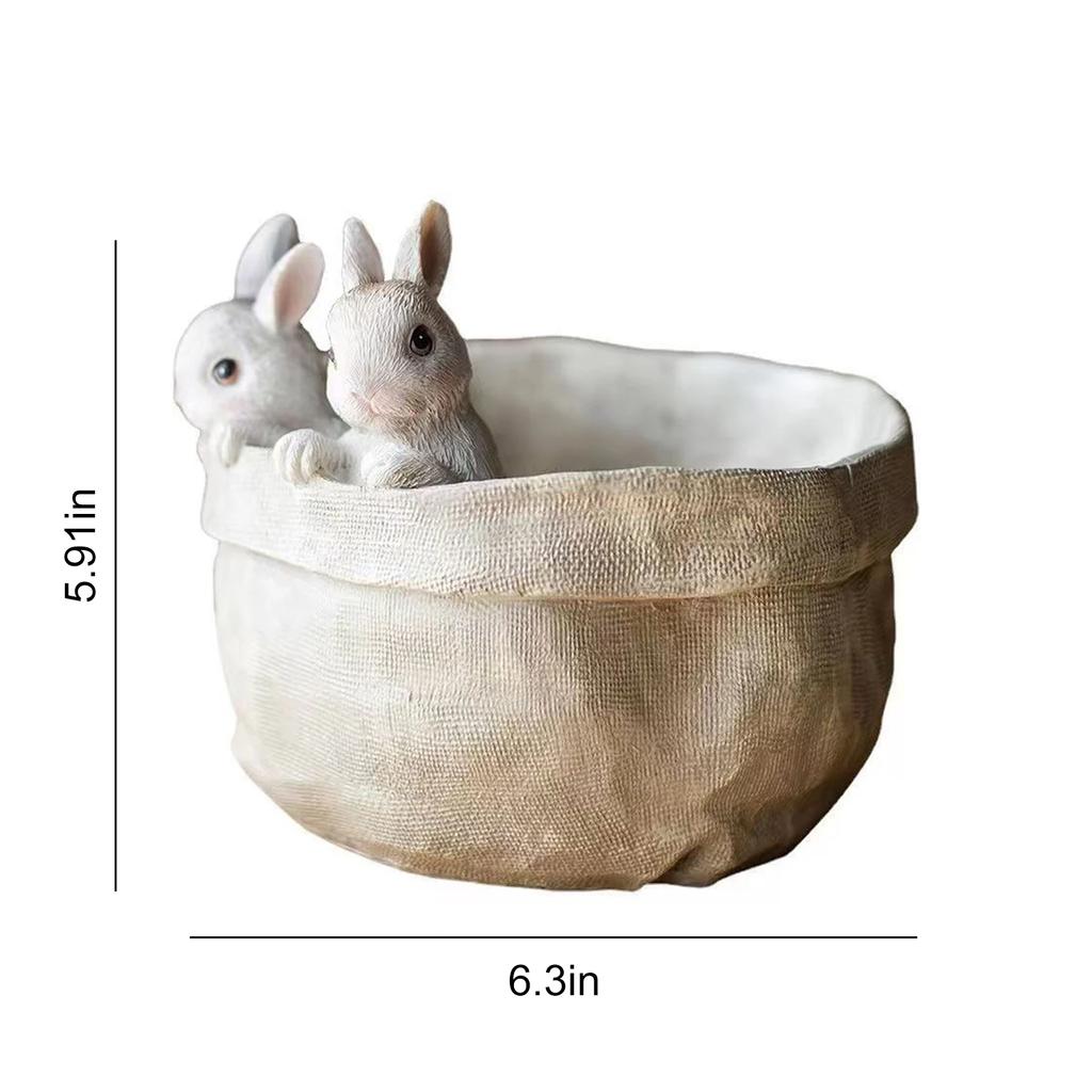 Bunny With Carrot Flower Pot Reusable Cartoon Spring Flower Pot Resin Animal Succulents Holder for Home Festival Decoration