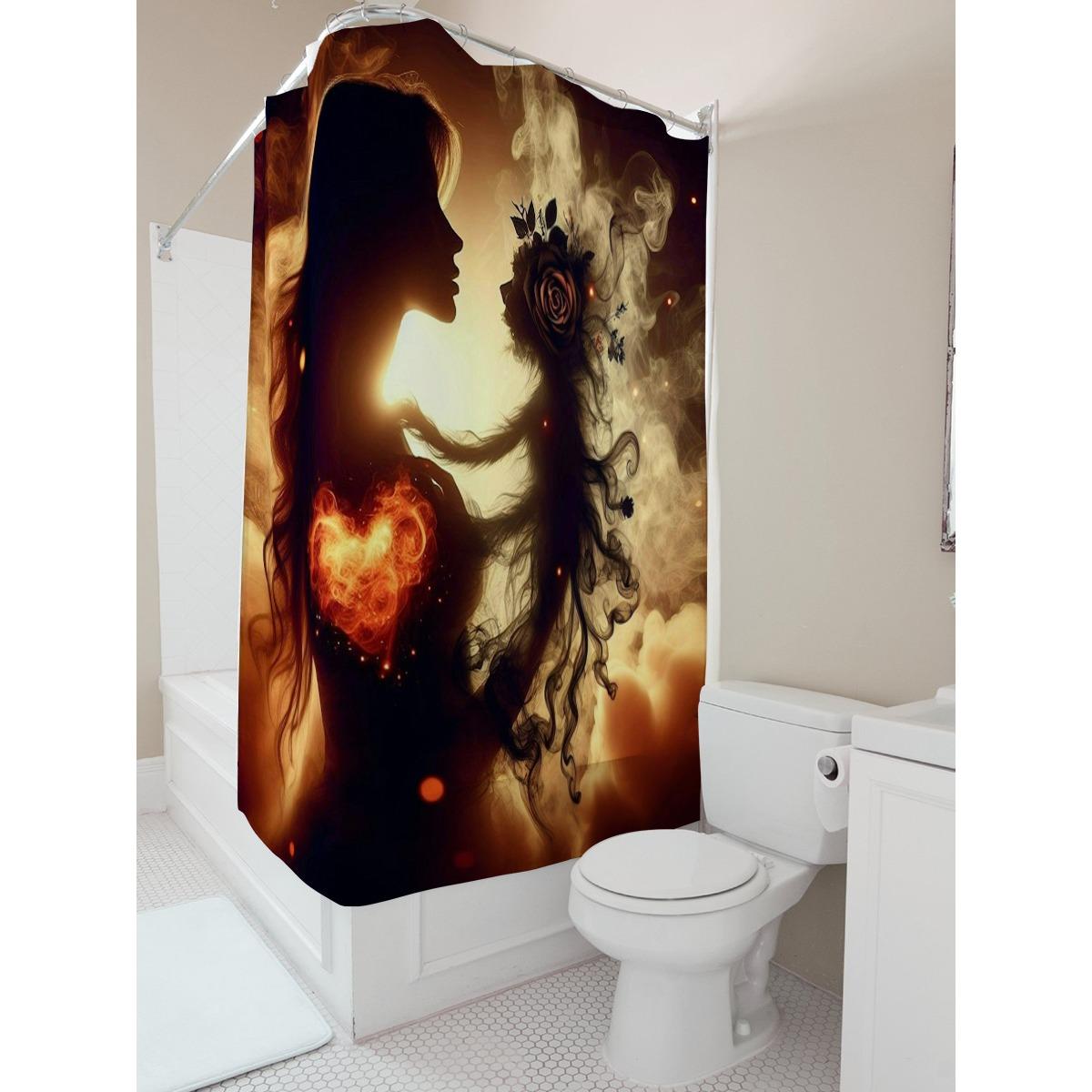 

Fantasy Woman With Fiery Heart Waterproof Shower Curtain W60H190(CM)-1 Pcs