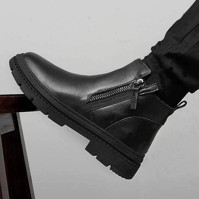 Fashion Winter Mens Boots Luxury Brand Formal Chelsea Boots New Genuine Leather Outdoor Warm Snow Ankle Boots for Men Dress Casual Shoes