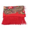 Women's Vintage Floral Print Shawl - Square Ethnic Scarf With Four-Sided Tassels For Travel & Dust Protection 