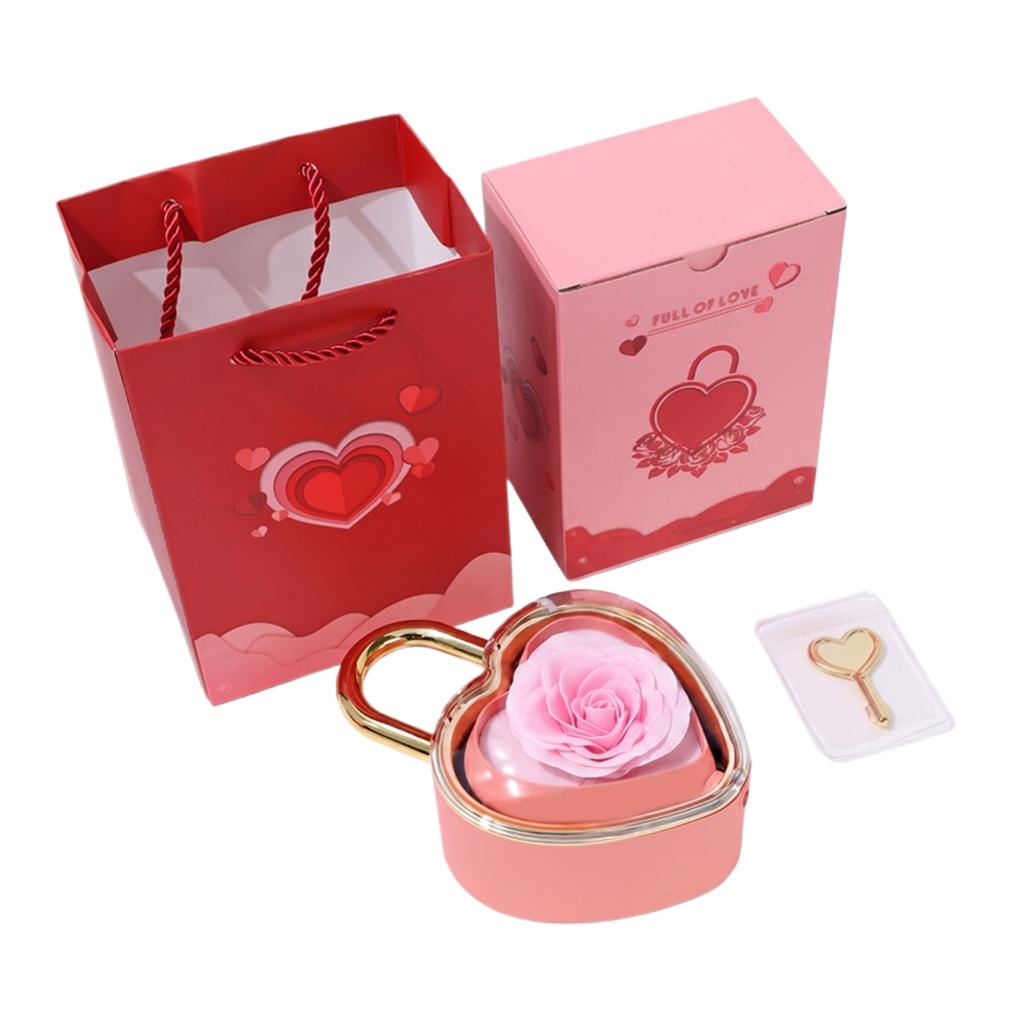 Heart Lock Rose Gift Box For Mother's Day, Jewelry Packaging Box For Rings
