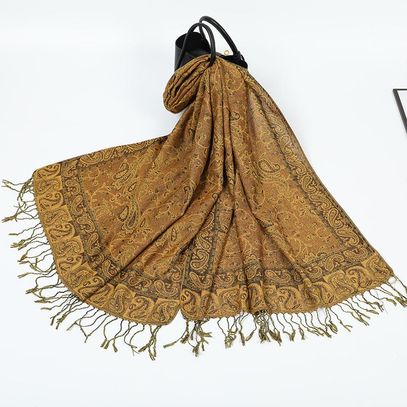 New women's jacquard long towel with shawl cashew nut summer sunscreen shawl scarf autumn and winter long towel