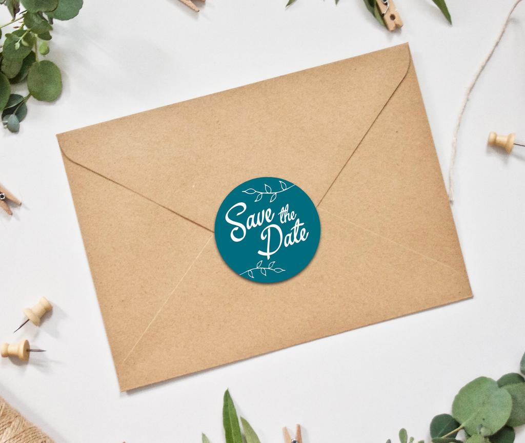 Darling Souvenir DIY 45 Pcs Dark Brown Leaf Vines Save The Date Stickers Round Envelope Seal-1.6