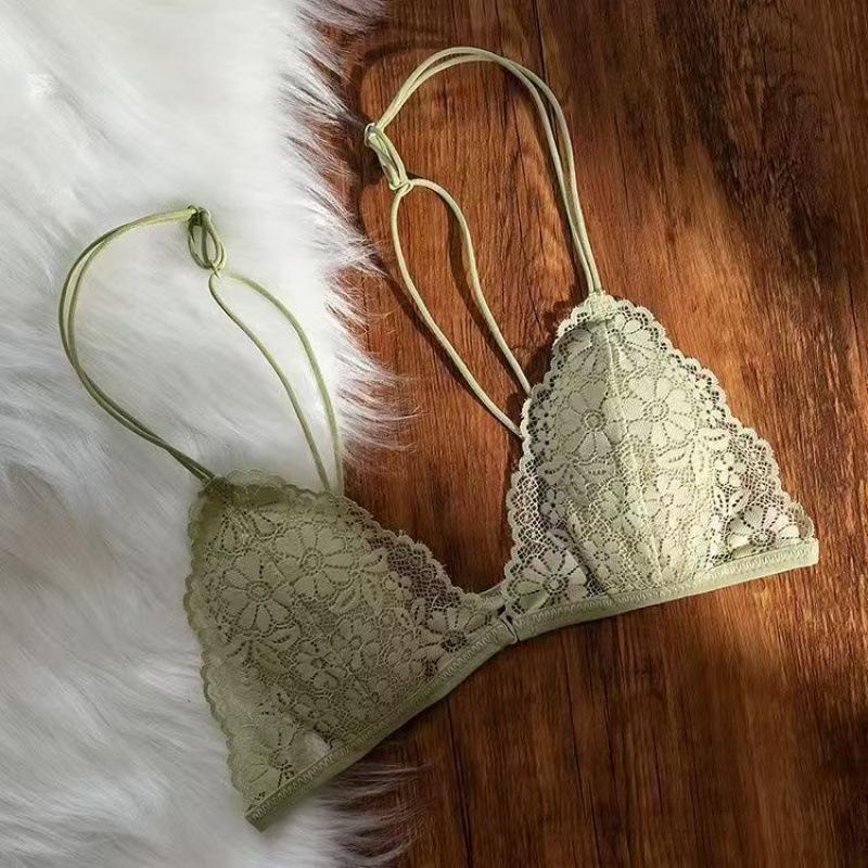 

Женский бесшовный кружевной бюстгальтер с треугольными чашками и застежкой спереди - Летний стиль с тонкими бретелями S-32/70AB