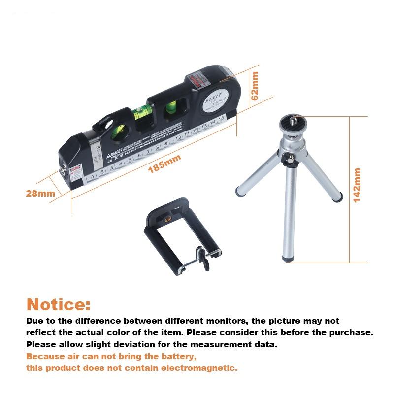Home Multi-function High Precise Laser Leveling Instrument Steel Ruler Straight Line Laser Level Aligner Vertical Measure Tape