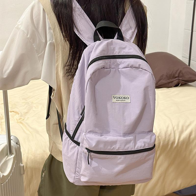 Small Fresh Solid Color Backpack for Female College Students, Outdoor Mountaineering Bag, Simple and Lightweight Travel Study Ba