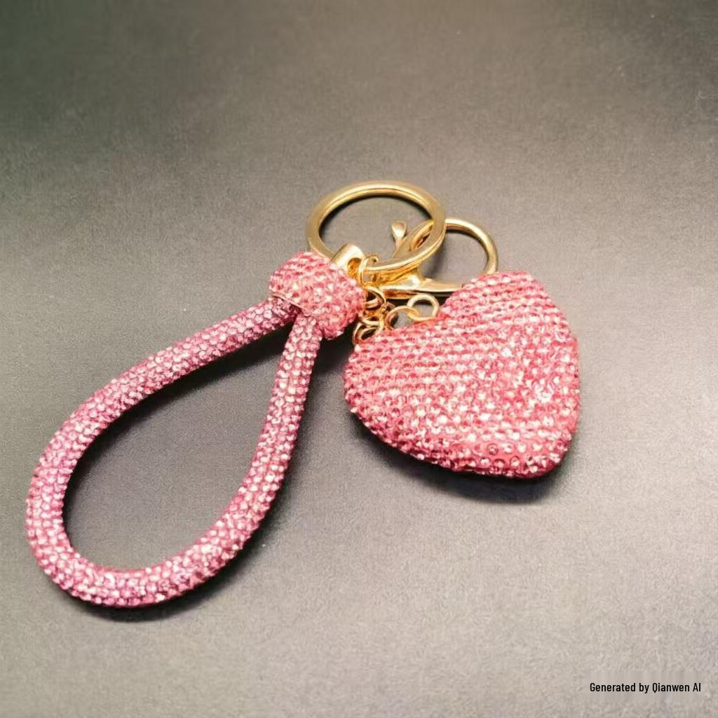 Women's Heart-Shaped Diamond Keychain - Valentine's Day Bag Pendant