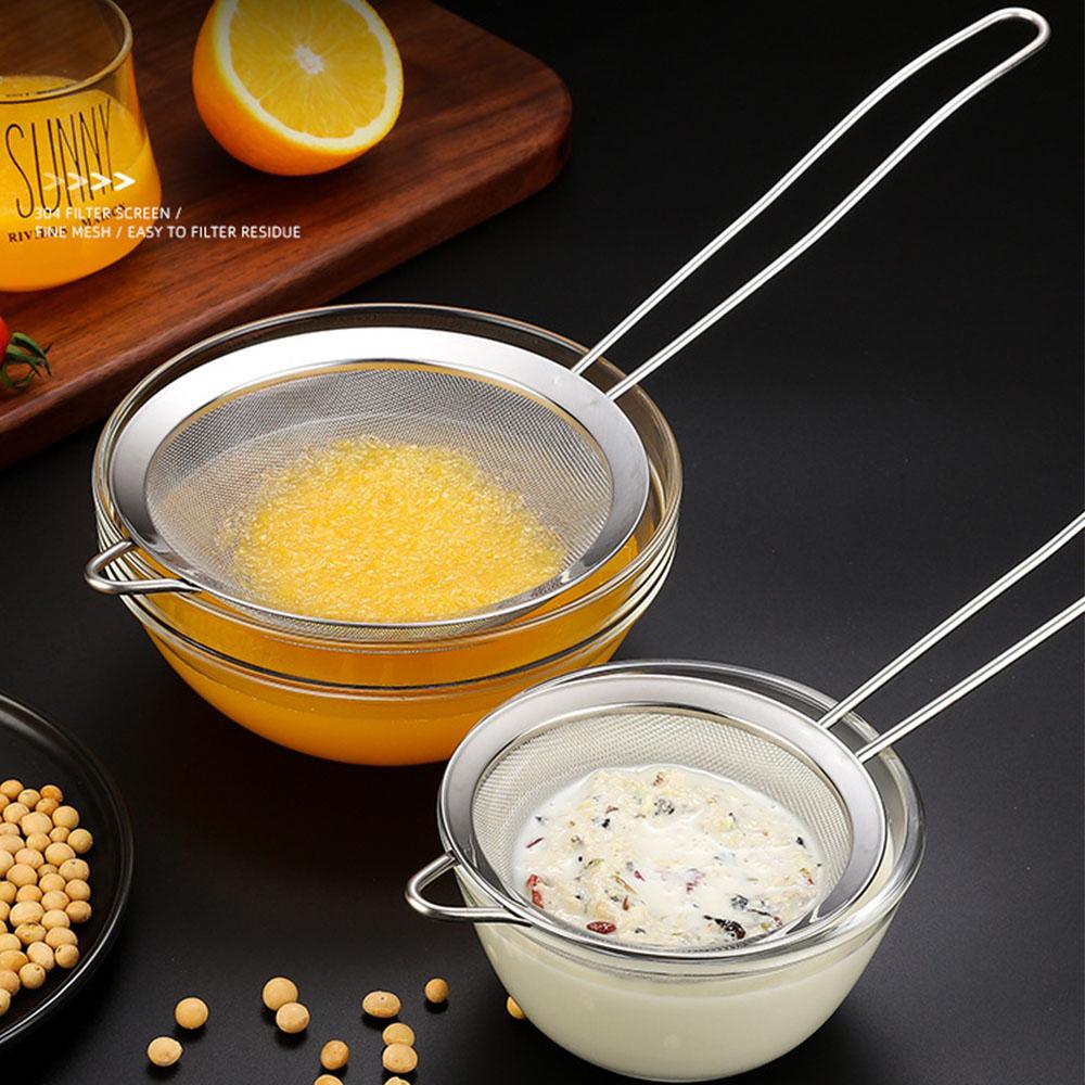 Stainless Steel Colander Soy Milk Filter Noodle Scoop Flour Sieve Kitchen Oil Soy Milk Filter Baking Tool Filter Sieve Oil Leak Spoon Net Colander