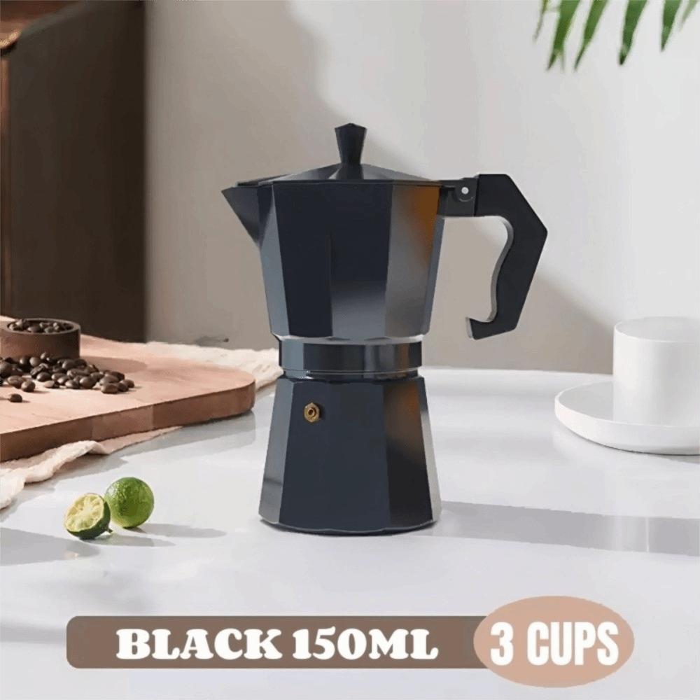 Classic Black Coffee Maker Moka Pot Aluminum with Handle Espresso Kettle Octagonal 150ml/300ml Espresso Coffee Maker Home