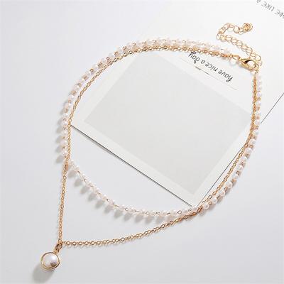 Soft Girl Aesthetic Double Layer Pearl Choker Necklace Korean Fashion Pendant Necklace for Women Romantic Valentines Day Gift