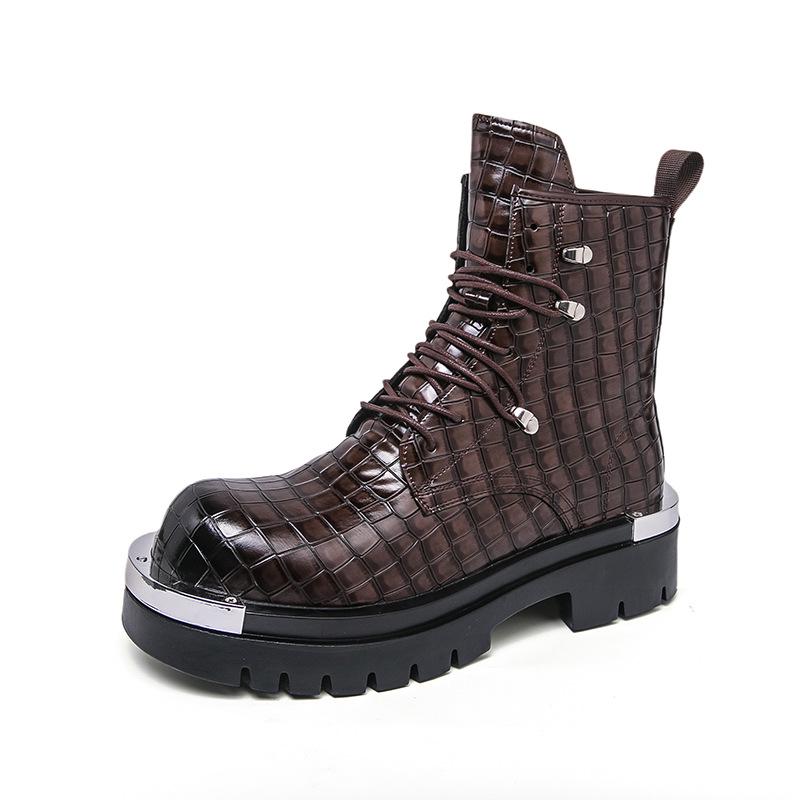 Men s Retro High-Top Martin Boots - Thick-Soled British Style for Autumn/Winter 39 коричневый