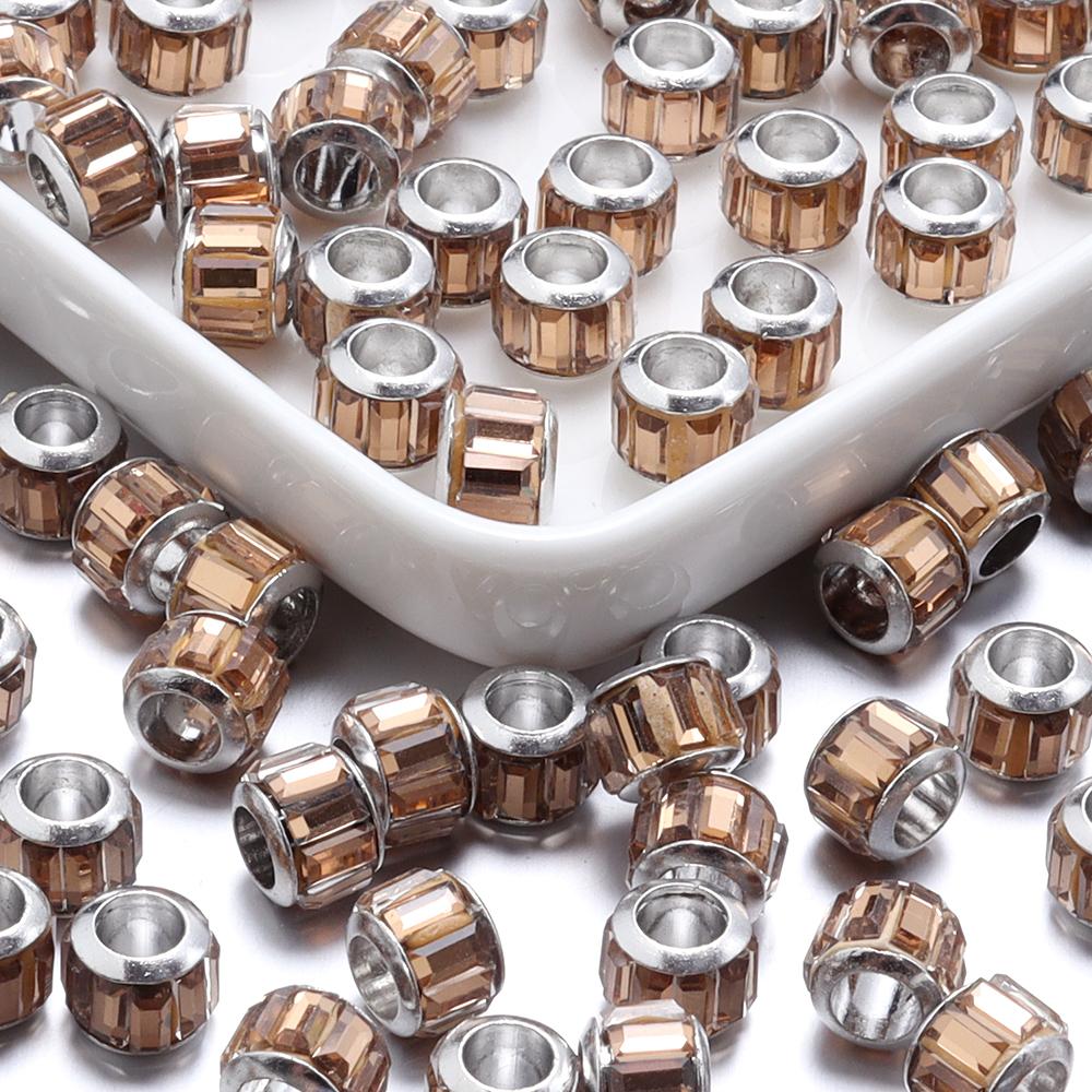 20pcs Resin Beads Diamond Shape Big Hole Round Loose Spacer Beads For DIY Jewelry Making Bracelets Necklace Earrings Accessories