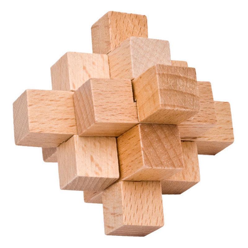 Beechwood Kongming Lock & Luban Puzzle Set for Kids - Wooden Mortise and Tenon Toy