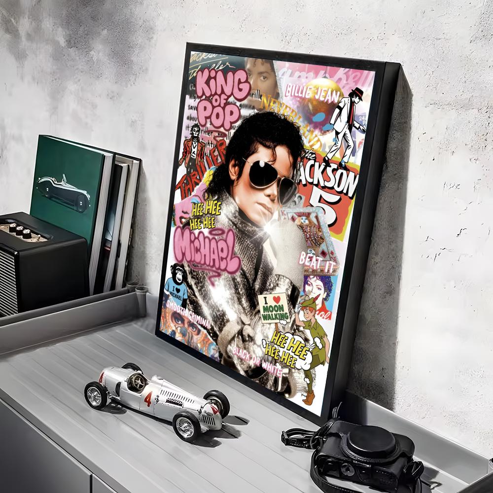 M-Michael J-Jackson Sänger Poster Aufkleber Gemälde Wandbild HD Wandaufkleber für Schlafzimmer Wohnzimmer Zuhause Selbstklebende Dekoration Geschenk
