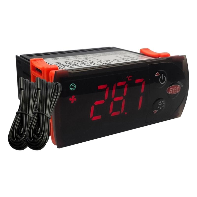 Double Sensors Thermostat For Cold Storage With Temperature Control Heating Cooling Mode LCD Display ABS Construction