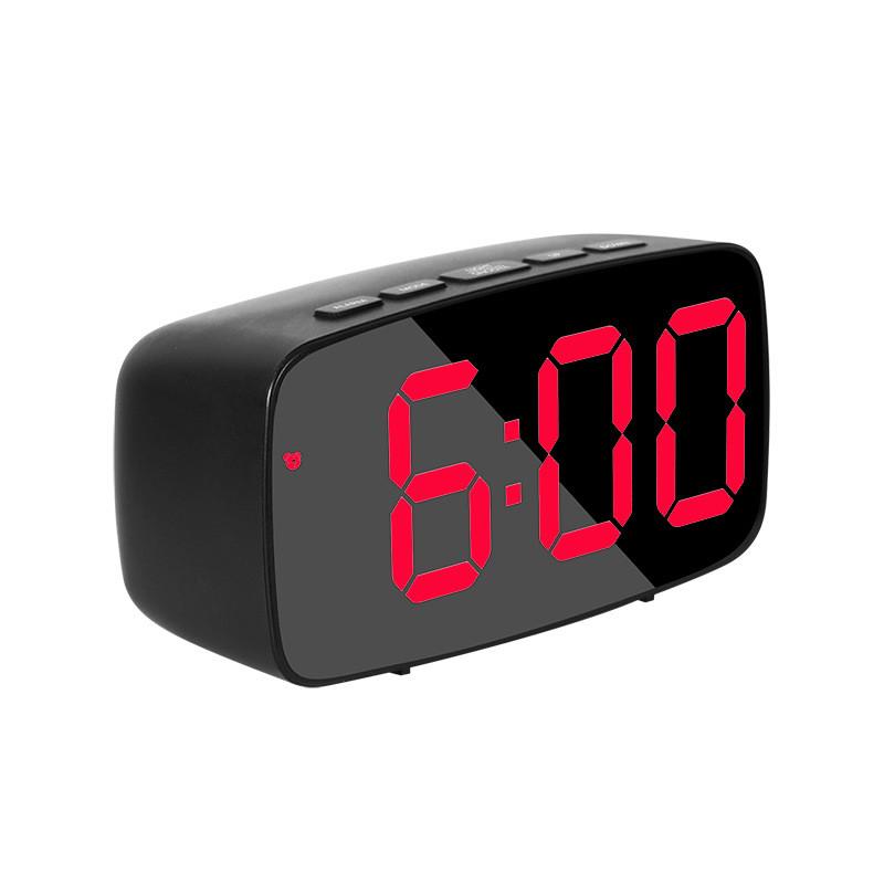 Modern Minimalist Mirror Clock With Lcd Display And Night Light For Bedroom Decor