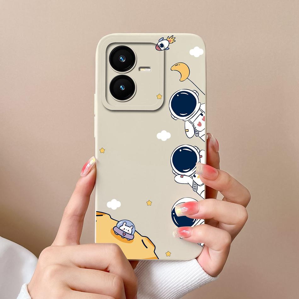 Cases For Vivo Y22 Y22S Flower Liquid Silicone Camera Lens Protection Phone Back Cover For VivoY22 Vivo Y 22 Y22 S Coque Bumper
