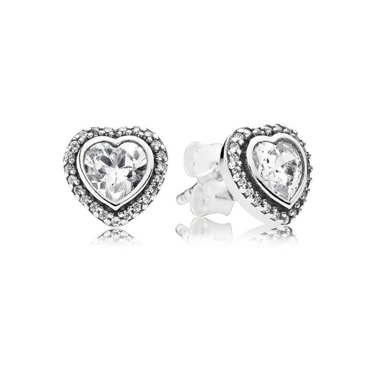 Pandora Heart Shaped Decoration 925 Silver Earrings Women earrings 290568CZ Box