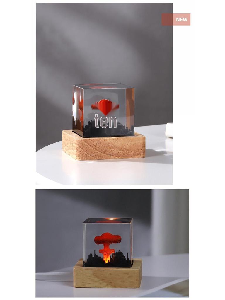 DIY Handmade Resin Atomic Bomb Explosion Mushroom Cloud Night Light Ornament