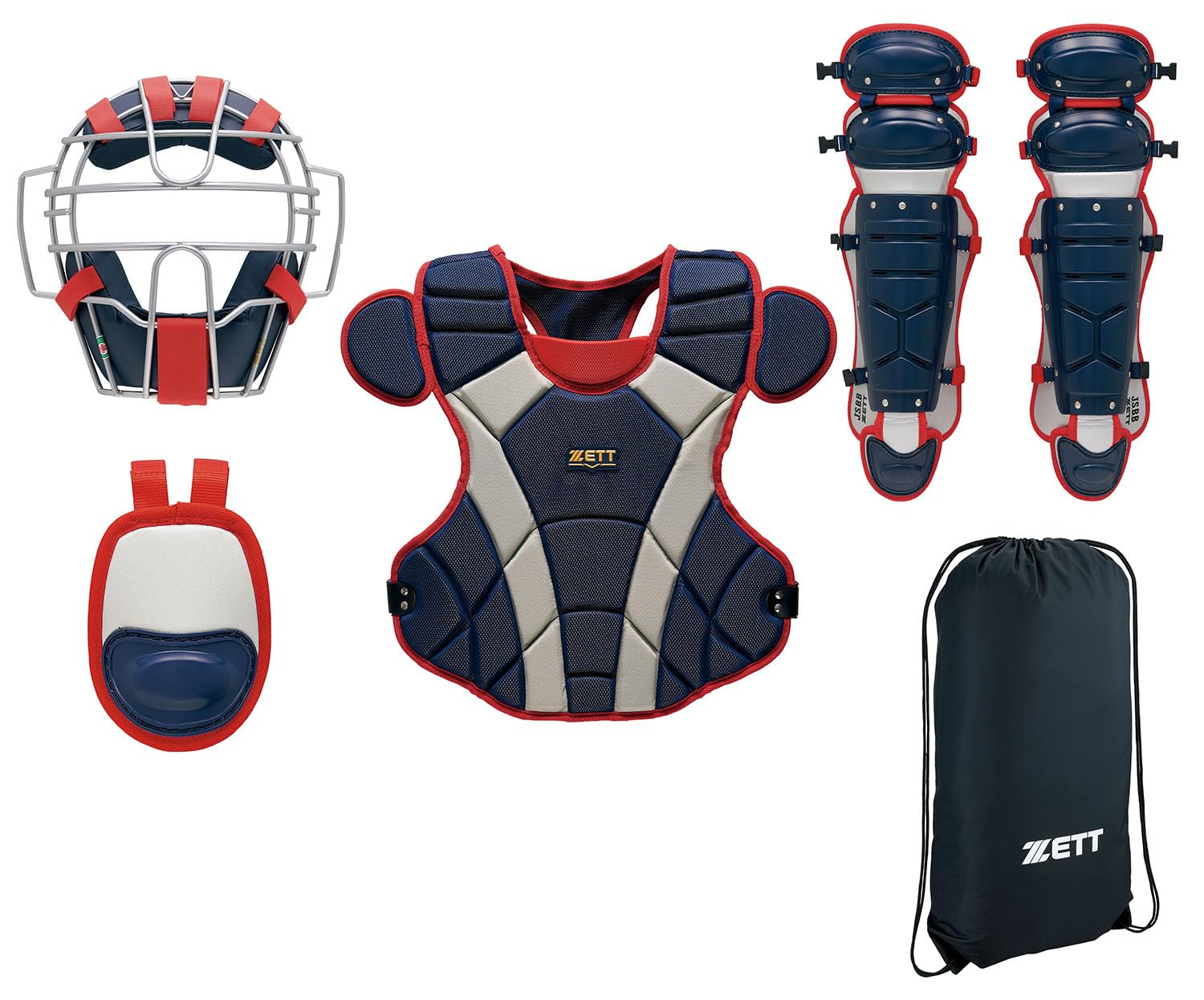

ZETT Baseball Protector Set for Soft Black x Red BL3350 Baseball, 4-Piece Set, (1964)