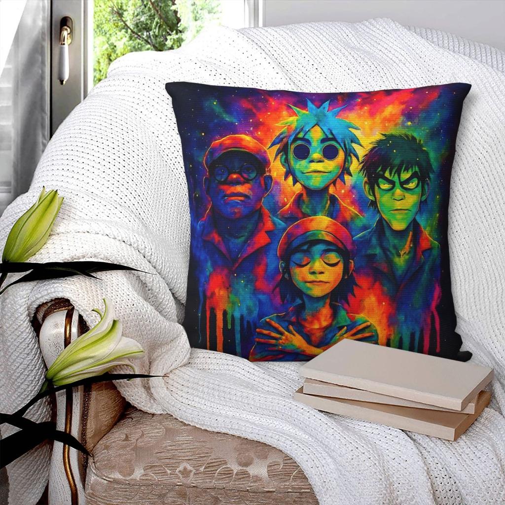 Gorillaz Nebula Drip Square Pillowcase Polyester Linen Velvet Pattern Zip Decorative Throw Pillow Case Car Cushion Cover