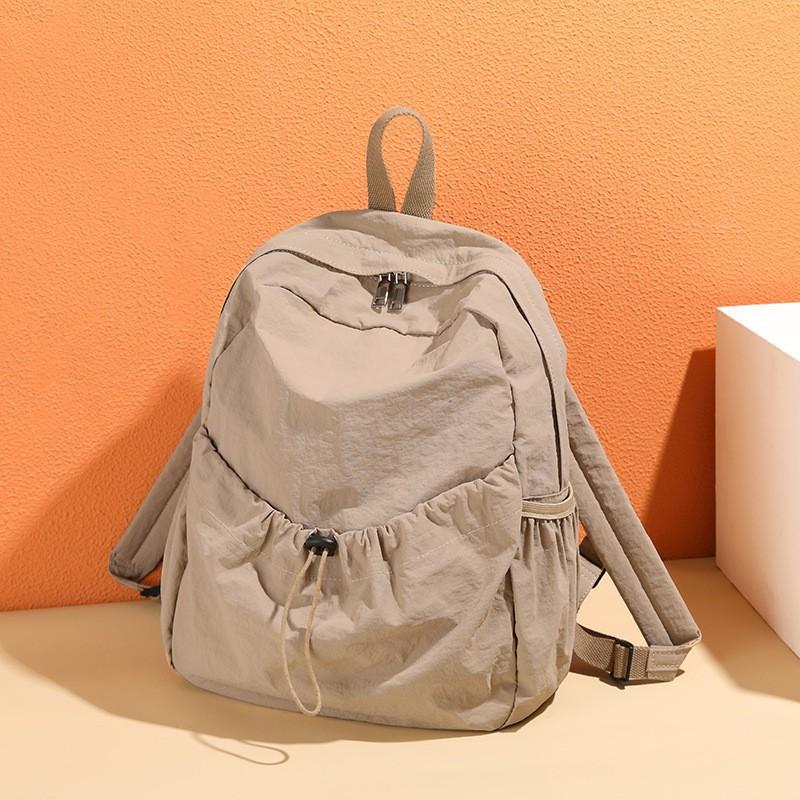 Korean Solid Color Nylon Cloth Backpack Large-capacity Casual Simple College Students Men Women Same All-match Lightweight
