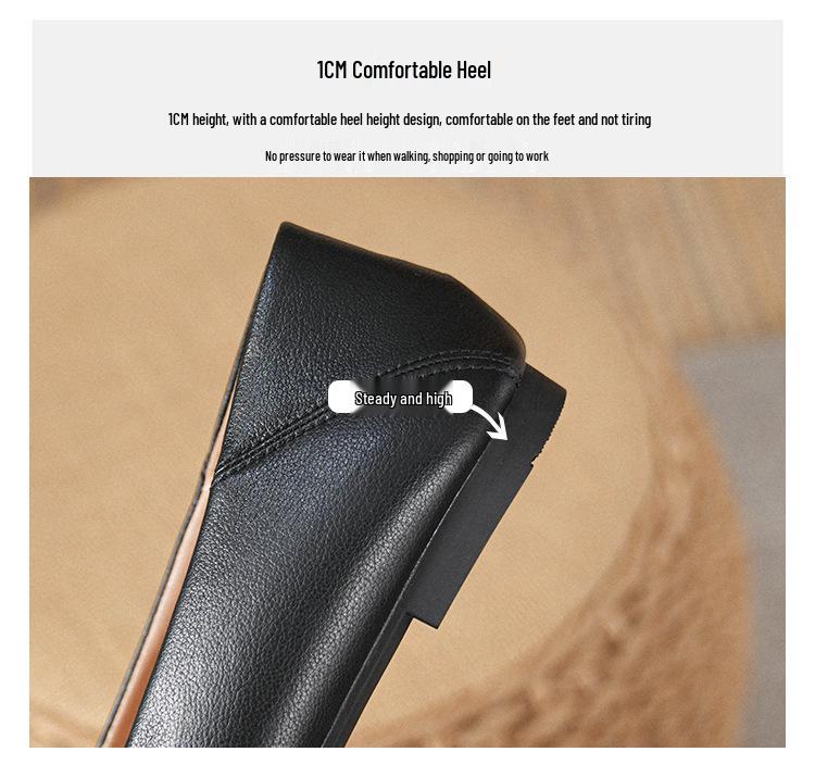 Women's Genuine Leather Flat Shoes - French Low-Cut Square Toe, Soft Sole, Plus Size 41-43, 2025 New Evening Breeze