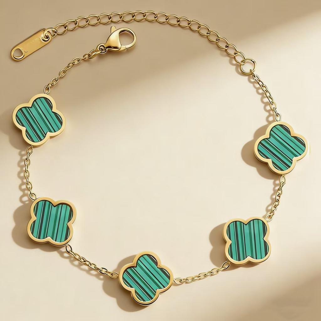 Stylish New Smooth Four-leaf Clover Bracelet Titanium Steel Double-sided Women's Bracelet