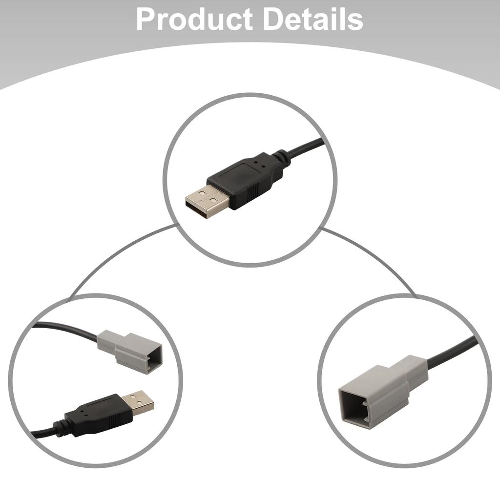 Car Radio Upgrade USB Male Adapter Cable Radio USB Cable Quick Installation 12V Voltage Anti-corrosion High Universality