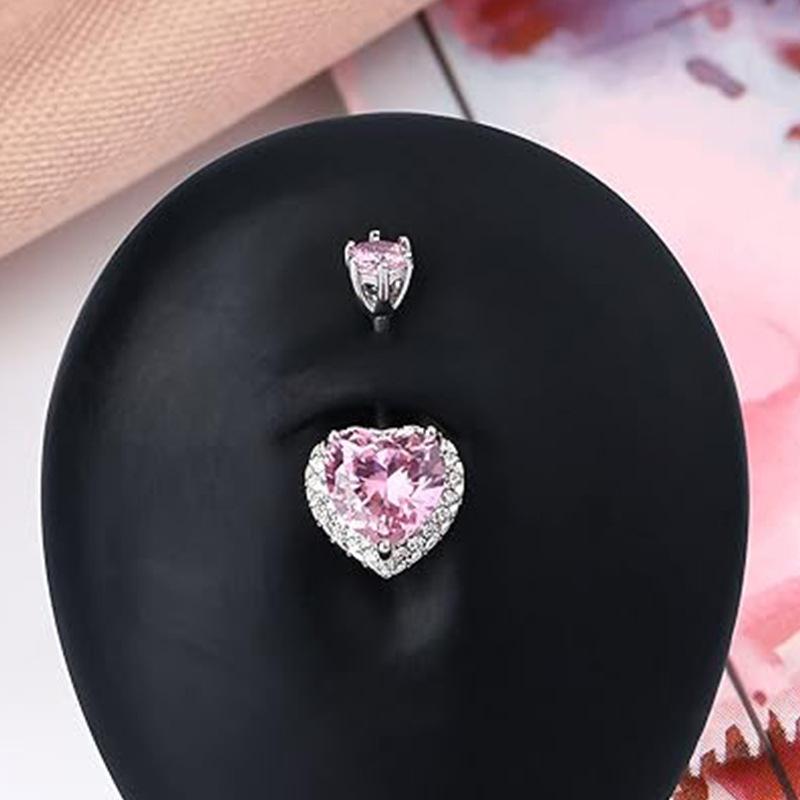 Fashion Zircon Belly Button Rings Stainless Steel Heart Navel Piercing Barbell Shiny Crystal Belly Rings For Women Body Jewelry